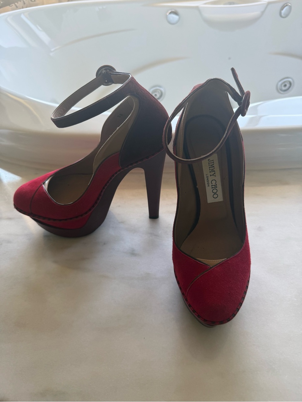 Jimmy Choo London Platform Pumps with Ankle Strap size 38